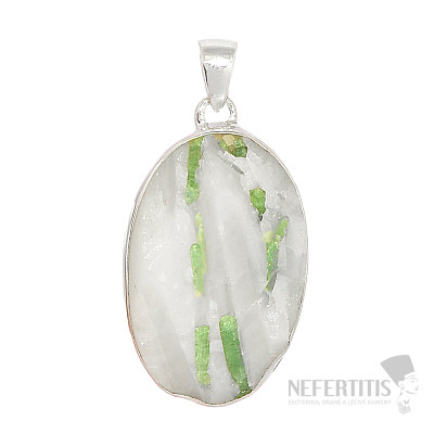Turmalín zelený v krištáli prívesok striebro Ag 925 P252