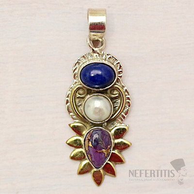 Turquoise purple pendant silver Ag 925 25563