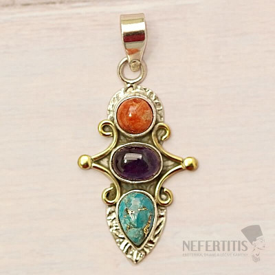 Tyrkys modrý přívěsek stříbro Ag 925 25564