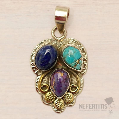 Turquoise purple pendant silver Ag 925 25571