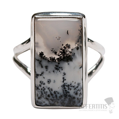 Opál dendritický prsteň striebro Ag 925 R27