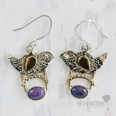 Tyrkys purpurový náušnice stříbro Ag 925 27907