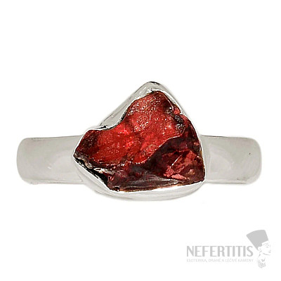 Granát surový prsteň striebro Ag 925 R28