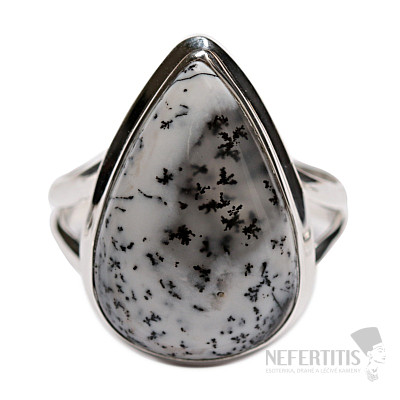 Opal-dendritischer Ring Silber Ag 925 R28