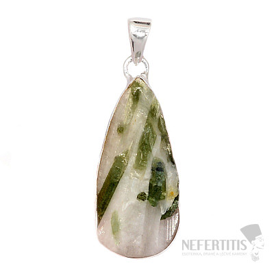 Turmalín zelený v krištáli prívesok striebro Ag 925 P282