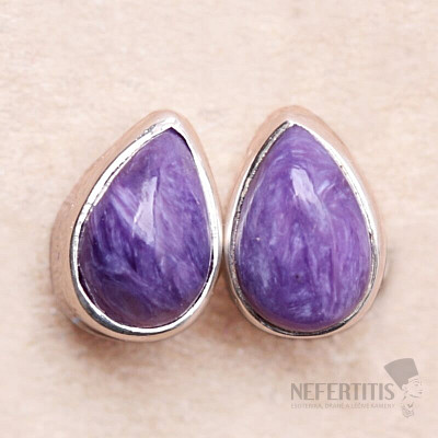 Charoite earrings stones silver Ag 925 E285
