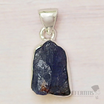 Tanzánit surový prívesok striebro Ag 925 LOT285