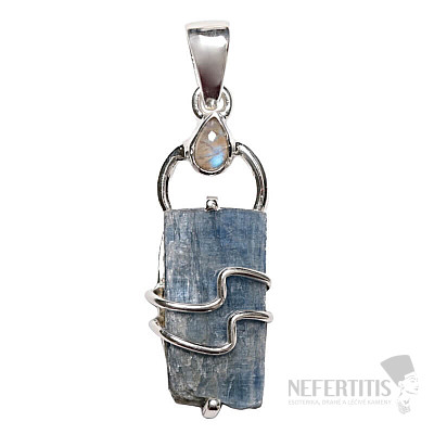 Designer pendant blue kyanite raw silver Ag 925 P293