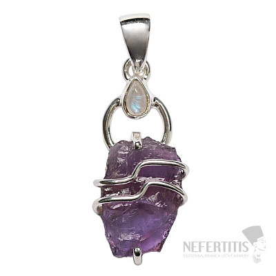 Designer pendant amethyst raw silver Ag 925 P294