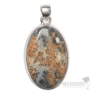 Indonesischer Malingano-Jaspis-Anhänger, Silber Ag 925 P295