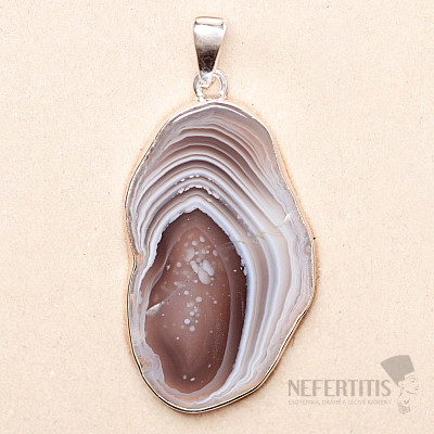 Achát Botswana plátek přívěsek stříbro Ag 925 P296