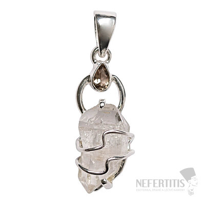 Dizajnový prívesok Herkimer diamant striebro Ag 925 P299