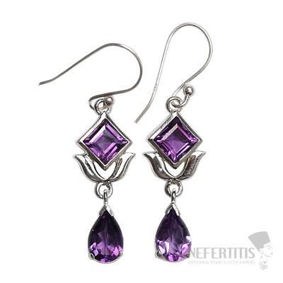 Designové náušnice s ametystem stříbro Ag 925 E3