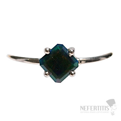 Schwarzer äthiopischer Opal-Schliffring, Silber Ag 925 LOT3