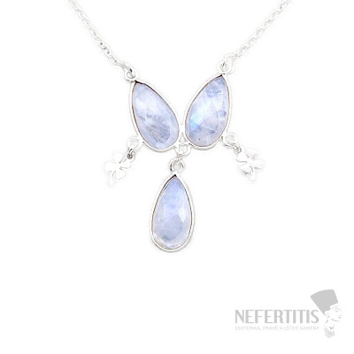 Moonstone rainbow necklace silver Ag 925 87076