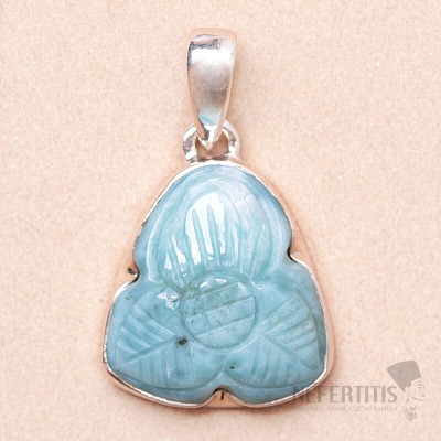 Larimar geschnitzter Anhänger Silber Ag 925 P30