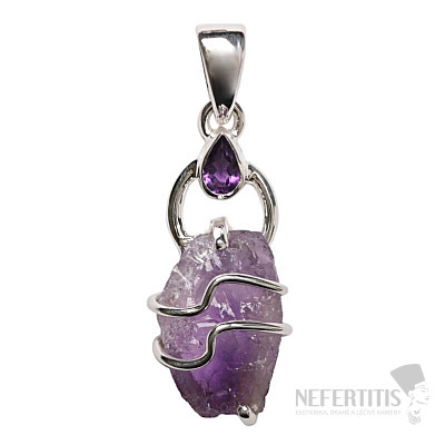 Designer pendant amethyst raw silver Ag 925 P300