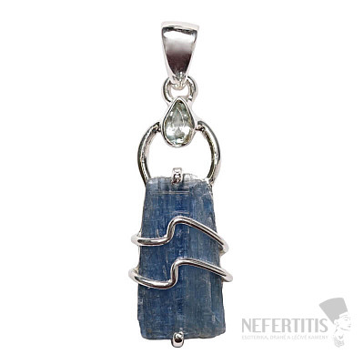 Designer pendant blue kyanite raw silver Ag 925 P302