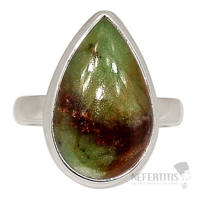 Chryzopras boulder prsten stříbro Ag 925 R303