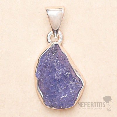 Tanzanit surový přívěsek stříbro Ag 925 LOT306