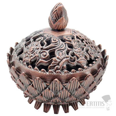 Metal censer Lotus flower color bronze red 6 cm