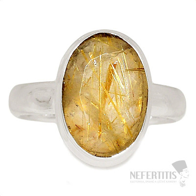 Sagenit-Kristall mit Rutilschliffring, Silber Ag 925 R310