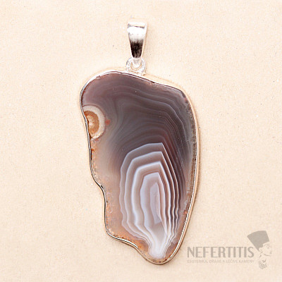 Achat Botswana Scheibe Anhänger Silber Ag 925 P311