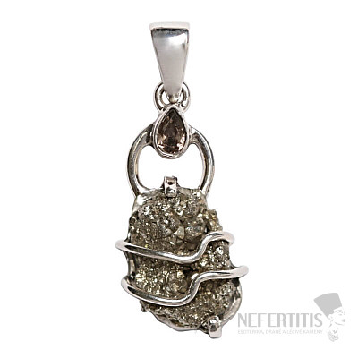 Designer pendant pyrite silver Ag 925 P316