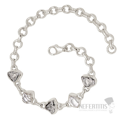 Herkimer diamond and meteorite bracelet silver Ag 925 B318