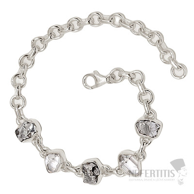 Herkimer-Diamant- und Meteoritenarmband, Silber Ag 925 B319