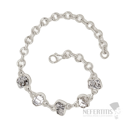 Herkimer diamant a meteorit náramok striebro Ag 925 B320