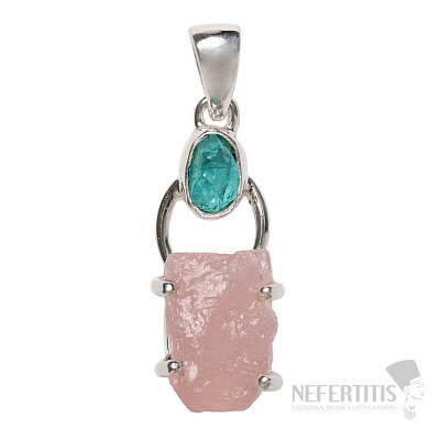 Designer pendant rose quartz silver Ag 925 P324