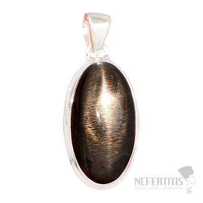 Slnečný kameň čierny prívesok striebro Ag 925 P326