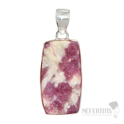Tourmaline rubellite in crystal raw pendant silver Ag 925 P326