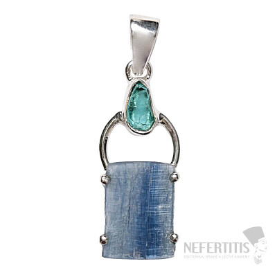 Designer pendant blue kyanite raw silver Ag 925 P328