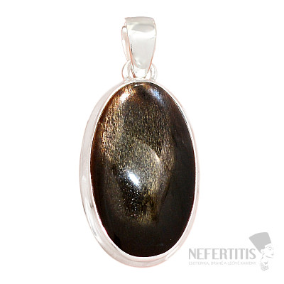 Slnečný kameň čierny prívesok striebro Ag 925 P334