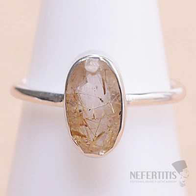 Sagenit (Kristall mit Rutil) Ring Silber Ag 925 33681