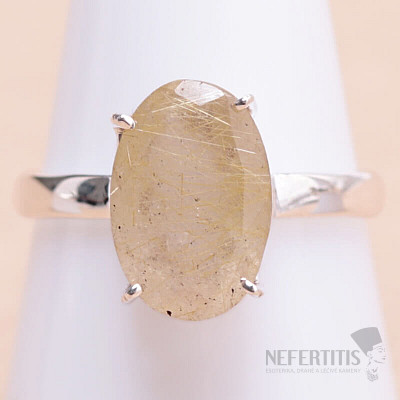 Sagenit (Kristall mit Rutil) Ring Silber Ag 925 33683