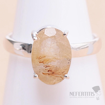 Sagenit (Kristall mit Rutil) Ring Silber Ag 925 33697