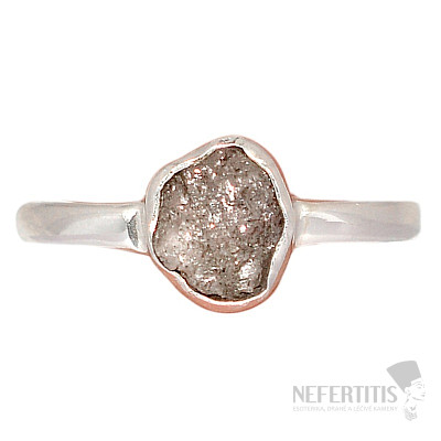 Diamant prírodný surový prsteň striebro Ag 925 R340