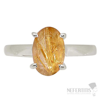 Sagenit křišťál s rutilem broušený prsten stříbro Ag 925 R340