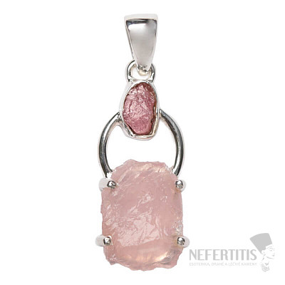Designer pendant rose quartz silver Ag 925 P343