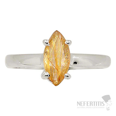 Sagenit křišťál s rutilem broušený prsten stříbro Ag 925 R344