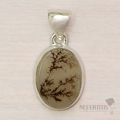 Agate dendritic pendant silver Ag 925 P3444