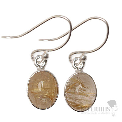 Sagenite crystal with rutile earrings silver Ag 925 E354