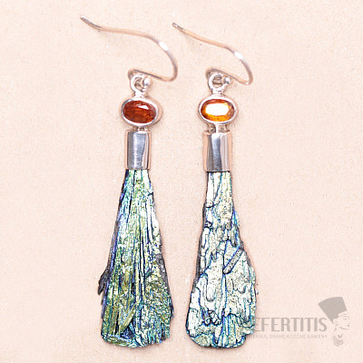 Kyanite iridescent titanium aura earrings silver Ag 925 KO347