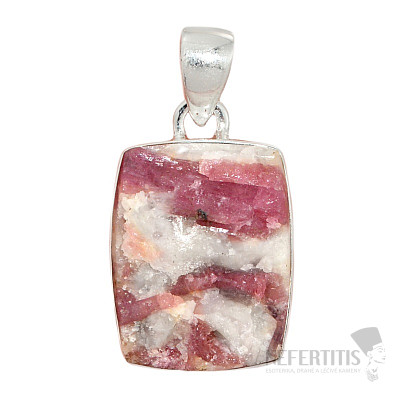 Tourmaline rubellite in crystal raw pendant silver Ag 925 P349