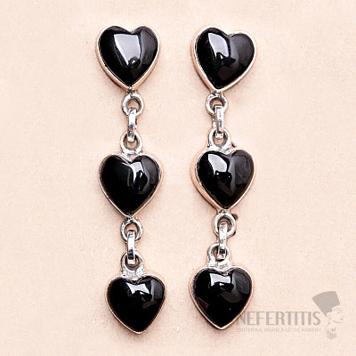 Obsidian earrings silver Ag 925 34960
