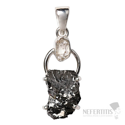 Designer pendant hematite raw silver Ag 925 P351