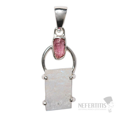 Dizajnový prívesok mesačný kameň dúhový striebro Ag 925 P353